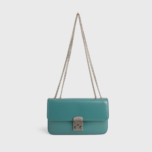 2024 Custom Pu Vegan Leather Women Chain Shoulder Bag Handbag Handles Luxury Leather Shoulder Crossbody For Ladies