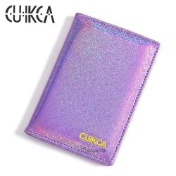 CUIKCA Optical Maser Leather Embroidered Logo Women Leather Passport Cover