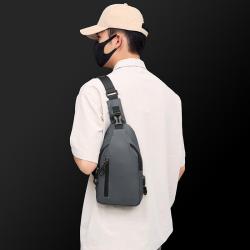 KBW046 New USB Phone Bag  PU Men Chest Bag Customized Waterproof Outdoor Traveling Messenger Shoulder Bag For Boy