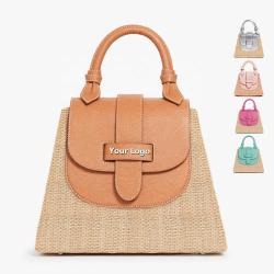 2023 Trendy New Arrival Woven Straw Bags Womens Handbags Beach Bags Vegan Leather Customized Logo Chic Fahion Ladies Hand Bags