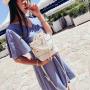 2023 new trendy hollow-out portable chic bucket bag Korean style all-match shoulder crossbody women's bag