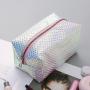 Wholesale Dazzling Color Laser PU Cosmetic Pouch Travel Portable Shiny Glitter Square Makeup Bag Waterproof