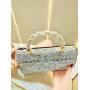 New Fashion Retro Full Pearl Chain Small Square Dinner Bag Rhinestone Handbag Crossbody Evening Bags Women Clutches