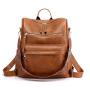 KBW543 Retro Shoulder Bag Female New Tide Soft Leather with Large Capacity Dual-use Student Backpack Schoolbag