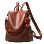 2024 Women's New Fashion Soft Leather Large Capacity Backpack Street Casual Single Strap Shoulder Bag Portable Chains Decoration