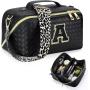 Custom Luxury Makeup Bag Letter patch woven embossed 2 in 1 design crossbody and travel cosmetic bag with strap