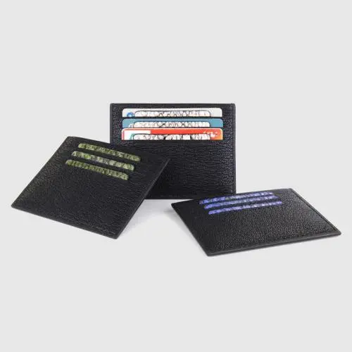 ODM Dompet Newest Design Genuine Leather Card Case Smart Wallet With Leather Lace In Real Unisex Slim Credit Card Holders