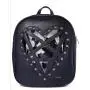 Custom design women leather ita backpack with heart clear window gothic rivet decoration clear PVC Ita bag