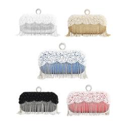 Women purse Luxury Glitter Pearl Beaded Evening Bag Tassel Clutch Cosmetic Bag Jewelry handBag 2024