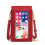 New Women's Retro Style PU Leather Mobile Phone Wallet Single Strap Solid Color Fashionable Single Handle Shoulder Bag