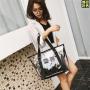 Big capacity transparent 2 pc jelly tote bag for women