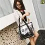 Big capacity transparent 2 pc jelly tote bag for women