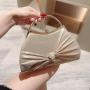 evening bag 2024 Hot Selling Satin Wrinkle Bag Party Bride Wedding Banquet Fashion Gold Bowknot Evening Bags Handbag For Ladies