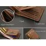 ZR942 Men's Short Wallet Retro Pu Leather Wallet Horizontal Square ID Card Holder Purse Business Coin Wallet Father's Day Gift