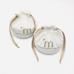 Custom Round Bottom Cotton Muslin Candle Soap Packaging Dust Bag Drawstring Natural Cotton Gift Candle Pouch
