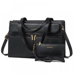 LOVEVOOK Custom 15.6 in Fashion Leather Computer Bag Briefcase Travel Office Ladies Handbag for Work Tote 2pcs/set Laptop Bag