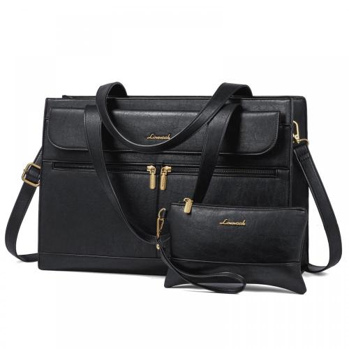 LOVEVOOK Custom 15.6 in Fashion Leather Computer Bag Briefcase Travel Office Ladies Handbag for Work Tote 2pcs/set Laptop Bag