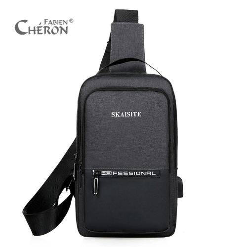 Luxury Designer Printed Fabric Street Fashion Feature Work Usb Port One-Shoulder Side Messenger Chest Bags
