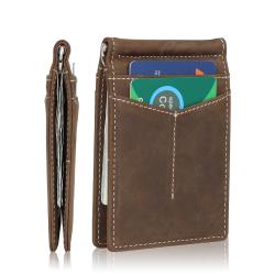 Customize Genuine Crazy Horse Credit Holder Wallet Genuine Leather Holder Card Wallets For Men With Money Clip