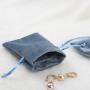 Custom Emboss Logo Soft Blue Luxury Flannel Gift Packaging Drawstring Velvet Jewelry Pouch Bag