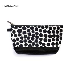 Black and White Polka-Dot PU Leather Makeup bag Cosmetic Bags Make Up Box Case Storage Cosmetic PVC Pouch