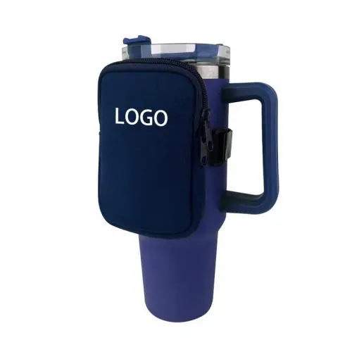 Custom Adjustable Handheld Wrist Storage Bag For Sport Gym Cup Accessories Neoprene Water Bottle Pouch For 40oz/30oz Tumbler
