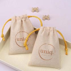 Recyclable Small Colico Antique Jewelry Storage Pouch Custom Logo Printed Drawstring Cotton Gift Packaging Musin Bag