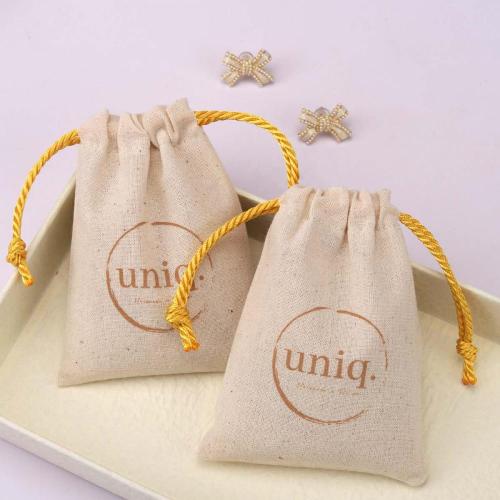 Recyclable Small Colico Antique Jewelry Storage Pouch Custom Logo Printed Drawstring Cotton Gift Packaging Musin Bag