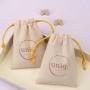 Recyclable Small Colico Antique Jewelry Storage Pouch Custom Logo Printed Drawstring Cotton Gift Packaging Musin Bag