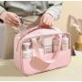 KBW446 New Transparent Handheld Cosmetic Toiletry Bag Fashion Waterproof Large-capacity Storage Bag Pvc Stitching Cosmetic Bag