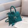 2023 Fashion New Women's Bag Velvet Solid Color High Quality Women's Shoulder Bag Casual Creative Bowknot Square Handbag