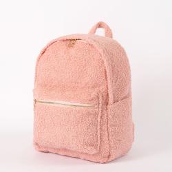 Stock Back to School Brown Chenille Patch Rucksack Sherpa Children Book Bag Teddy Plush Fleece Backpack for Girls