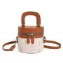 HR536 Hot New Women Handbag Fashion Ladies Montage PU Woven Bucket Bag Summer Vacation Outdoor Single Shoulder Crossbody Bag