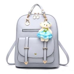 Fashion velvet women Leisure Bags laptop Women's Backpacks With Bear Doll