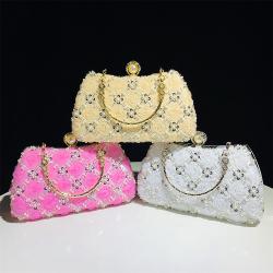 New fashion evening bag women's handmade flower beaded sequin Ladies hand bags banquet wedding party bag