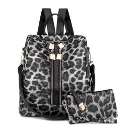 Lady Designer Bag 3 in 1 Pu Leather Cow  Leopard Print Pattern Backpack for Women Solid Colors Satchel Sling Purse Golden Zipper
