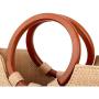 Women's grass woven leisure wooden handle woven women's bag