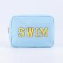 Custom Designer Embroidered Logo Makeup Bag Organizer Nylon Zipper Waterproof  Large Travel Mama Cosmetic Bag