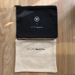 Thick Canvas Natural Black Zipper Pouch Cosmetic Zipper Bag