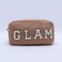 Bridesmaid Gift DIY Personalized Chenille Letter Patches Plush Teddy Sherpa Bag Mini Pouch Makeup Travel Bag Pouch Bag Cosmetic