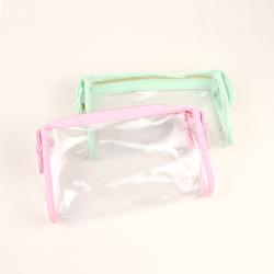 Portable Transparent Beach Zipper Reusable Recycled Small Hand Clear Makeup Box Packaging Cosmetic Gift PVC Toiletry  Bag