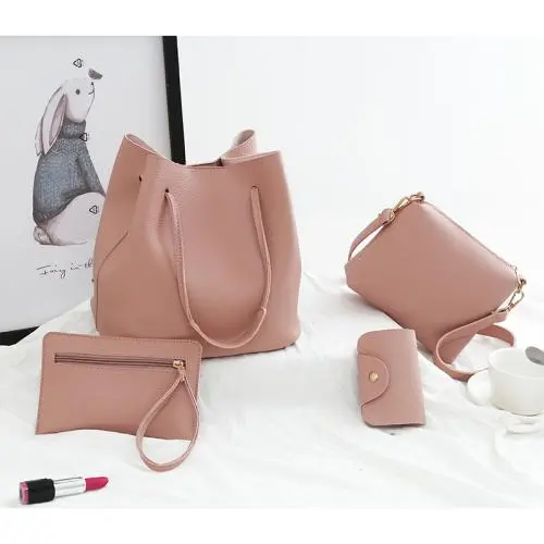 Four Pieces Of The Mother's Handbags For Ladies Girls Pure Color hand bags women handbag PU Leather bolsosparamujeres sac a main