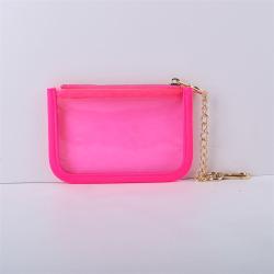 Keymay New Design RTS Stock Custom Logo Durable Girls Cute Waterproof Plastic Card Holder Clear Coin Purse Pvc Wallet Keychain