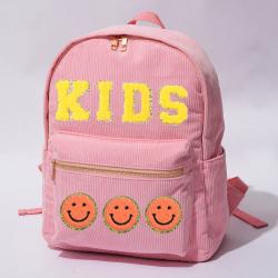 Girls and Boys Classic School Bags Light Weight ONE Size Corduroy Kids School Backpack