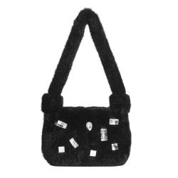 2024 New Style Fashion Hand Bags For Women Design Fur Small Design classics Rhinestone  Ladies Hand Bag