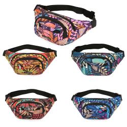 Lady Running Waist Bag Outdoor Leisure Waist Bag Polyester Waterproof Printing Crossbody Bag