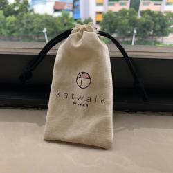 Custom Logo Recyclable Cotton Muslin Drawstring Gift Bag Eco Friendly For Jewellery  Cotton Drawstring Pouch