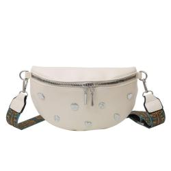 HR608 New Fashion Women Chest Bag Personalized Wide Shoulder Strap Crossbody Bag Cool Versatile Hardware Decoration Waist Bag
