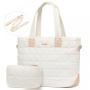 LOVEVOOK 15.6 17 in Fashion Custom Puffy Tote Shoulder bag Waterproof Lightweight Nylon Quilted Puffer Handbag set for women