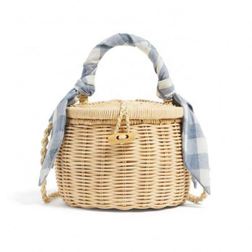 Woven Purse Handbag Women Wicker Summer Beach Round Basket